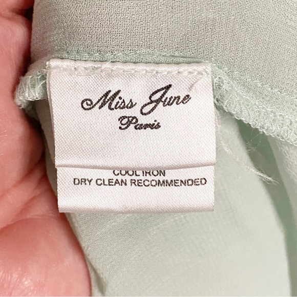 MISS JUNE PARIS SHEER SEA FOAM EMBELLISHED MAXI DRESS SIZE 2 - Picture 10 of 11